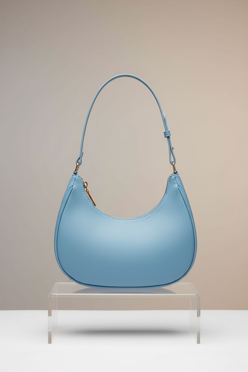 WSRYDJDL baby blue crescent handbag displayed in a clean studio setting