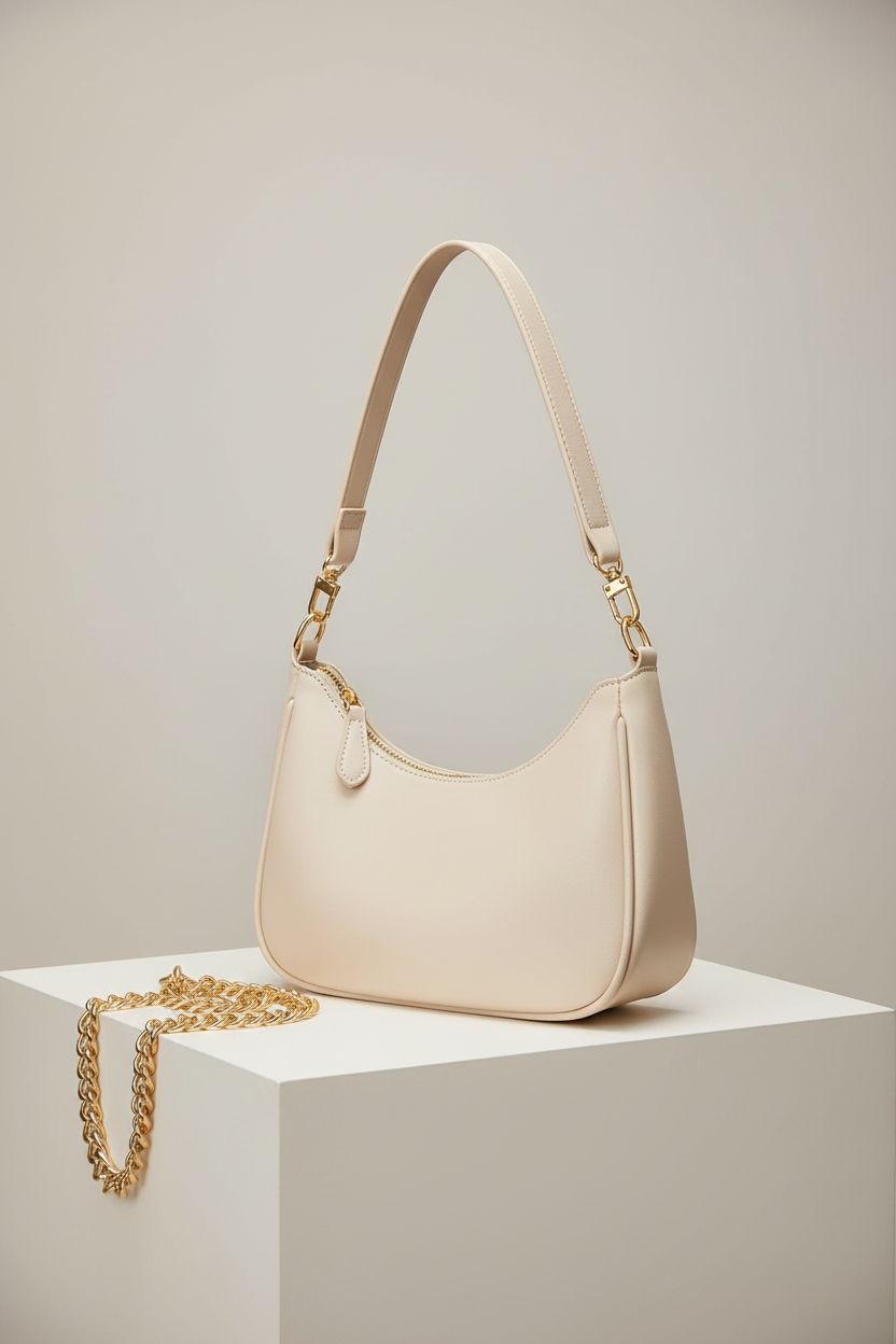 KKXIU beige hobo bag elegantly displayed, highlighting its stylish design.