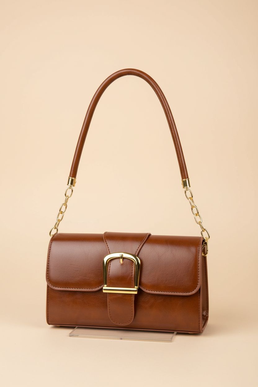 Gosect brown shoulder bag showcasing its elegant design and craftsmanship.