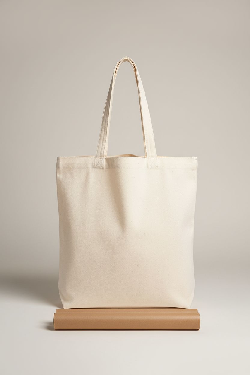 NPBAG natural cotton tote bag and PTFE sheet displayed on studio set