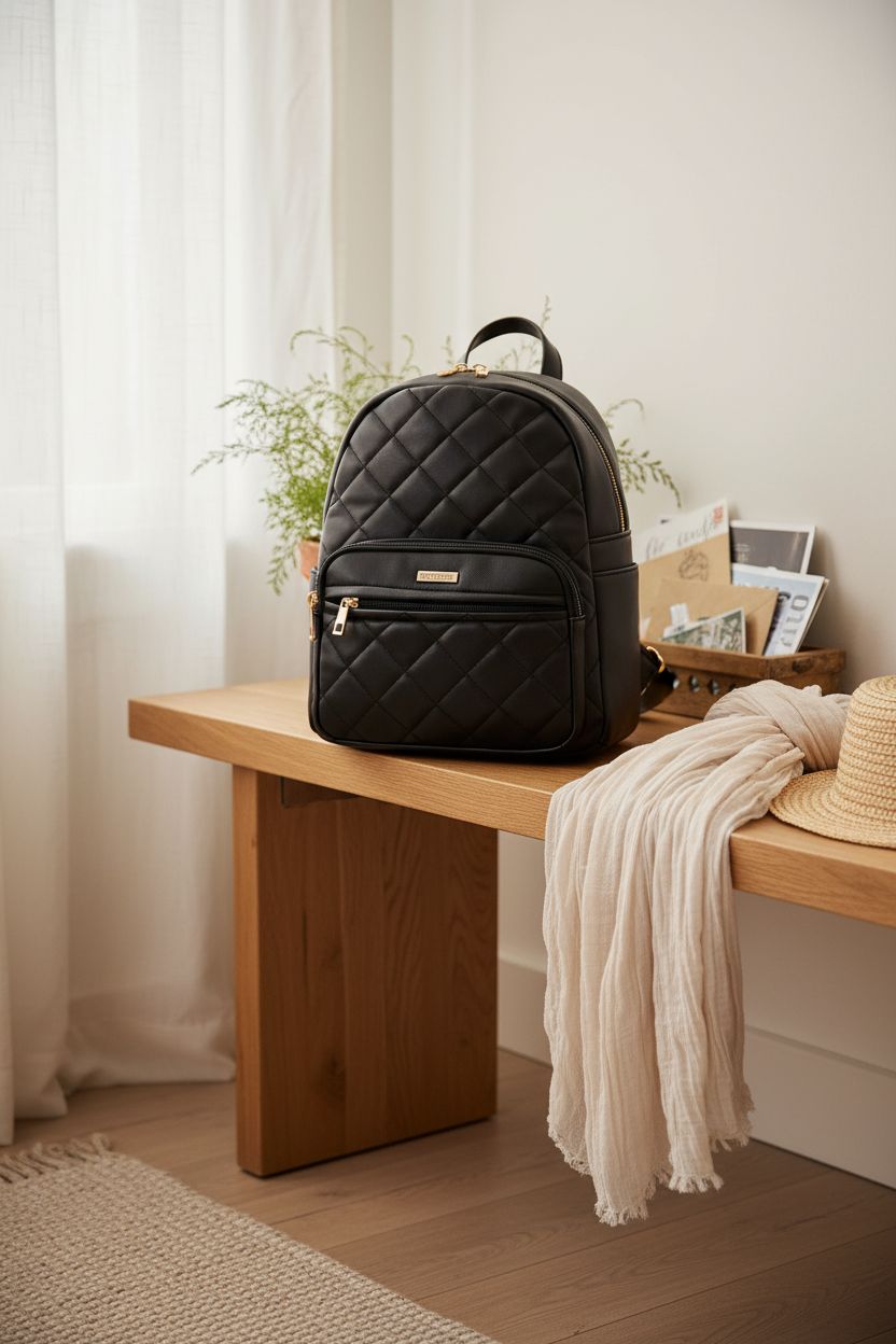 Marvolia Mini Backpack displayed in a cozy apartment setting, adding charm to decor.