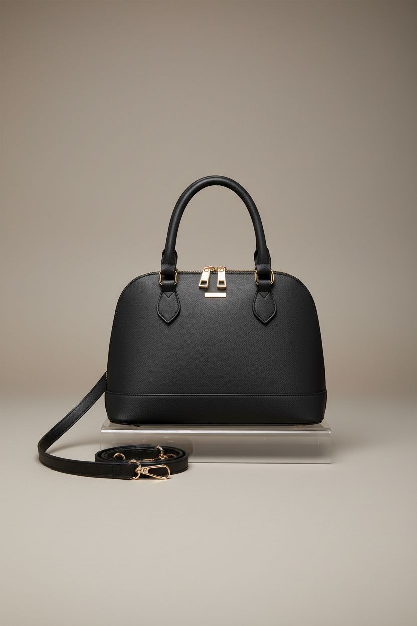 LOVEVOOK small dome satchel bag on a studio backdrop, emphasizing its stylish double zip design.