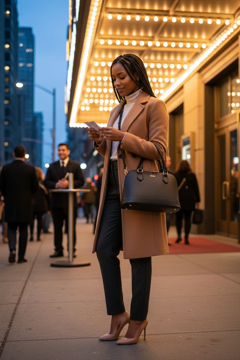 LOVEVOOK black vegan leather crossbody bag with gold hardware, perfect for evenings out.