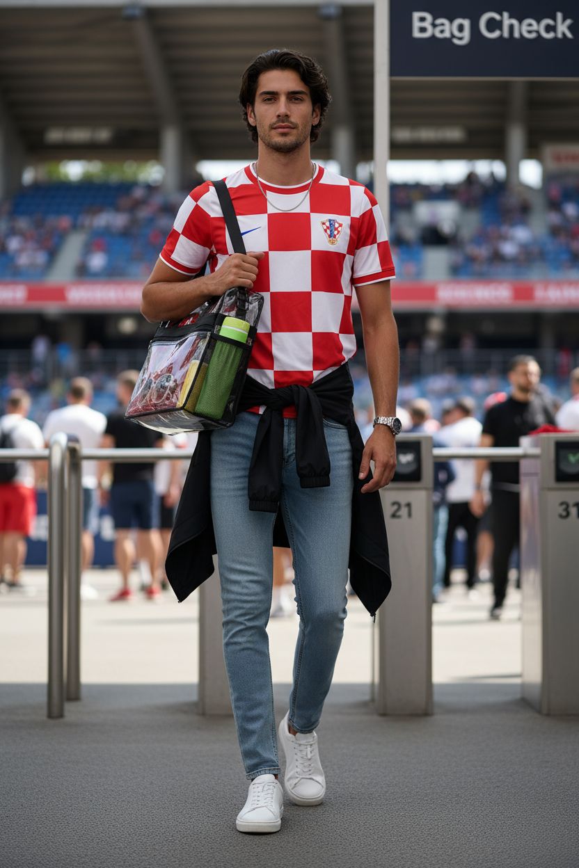 Paxiland clear stadium bag in sporty setting, ideal for events, featuring durable shoulder straps