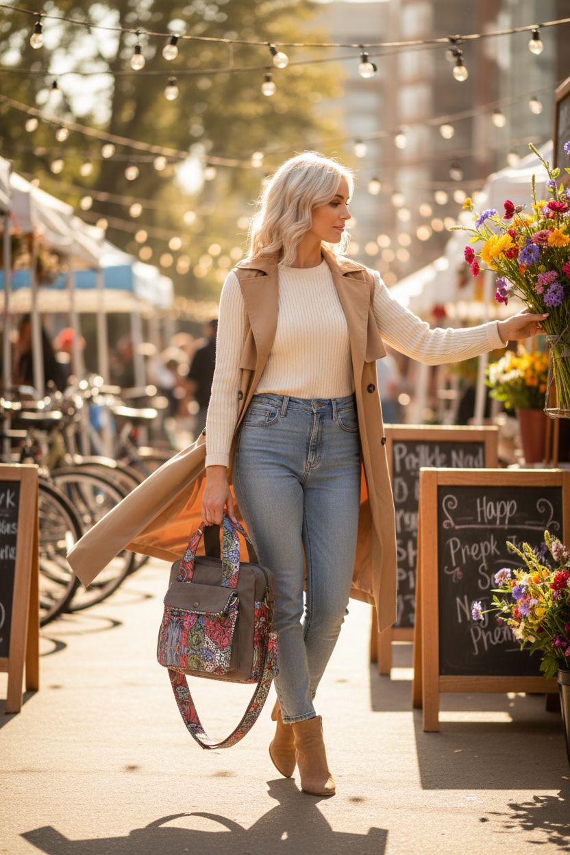 Black Butterfly lightweight shoulder bag showcased at a sunlit market, perfect for outings.