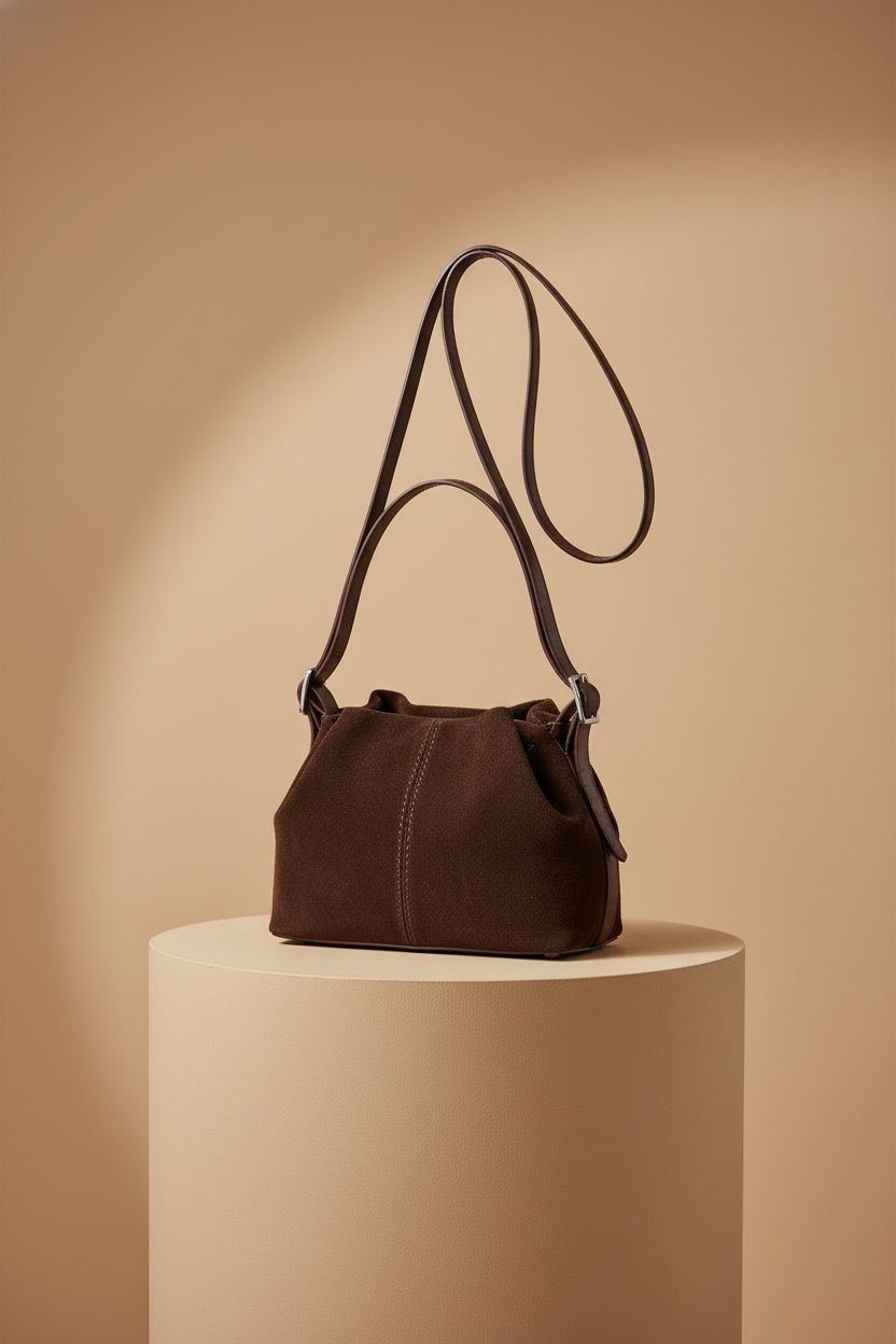 KeAiDMon vintage suede drawstring bucket bag showcasing craftsmanship and design