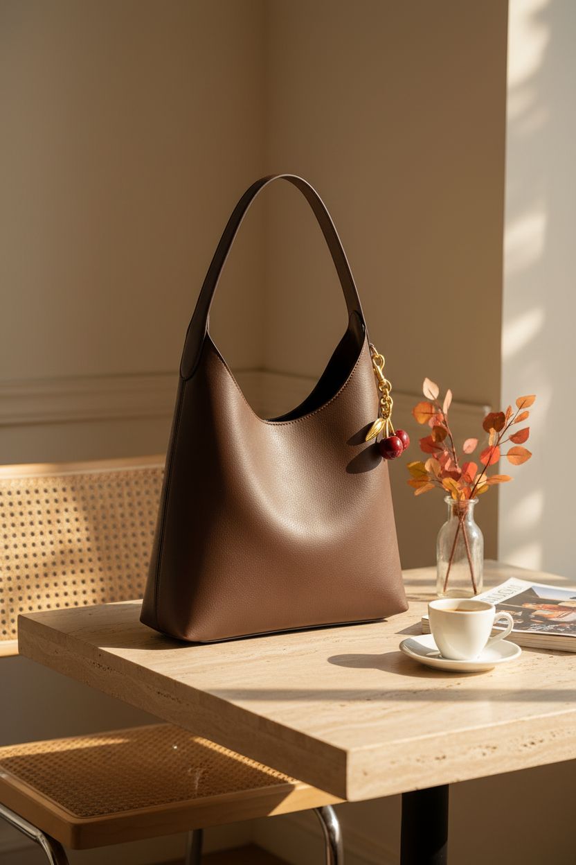 Cozy setting with HICARRY faux suede hobo bag beside autumn decor and coffee