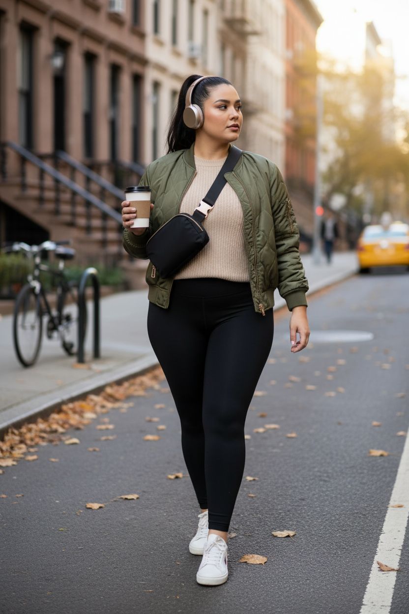 FORZAROCKET black crossbody bag worn extra-long, paired with casual autumn outfits.