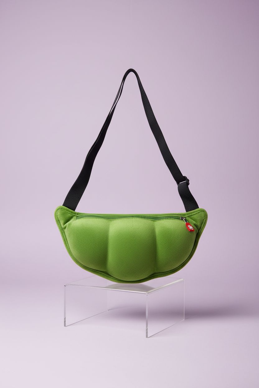 SHIDXIB plush pea-shaped crossbody bag showcasing quality design and vibrant color