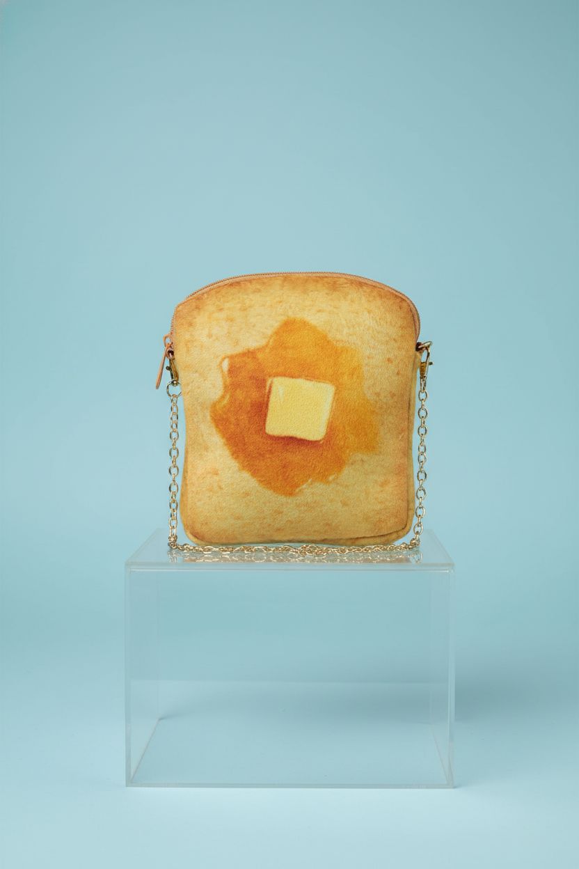 Close-up of QiMing butter Toast Shoulder Bag showcasing its plush texture and design.
