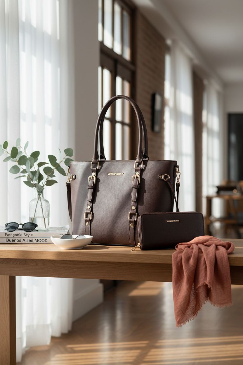 Montana West handbag set displayed in a warm, inviting entryway