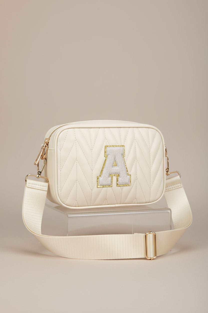 TOPEAST white quilted handbag showcased on a clean backdrop highlighting details