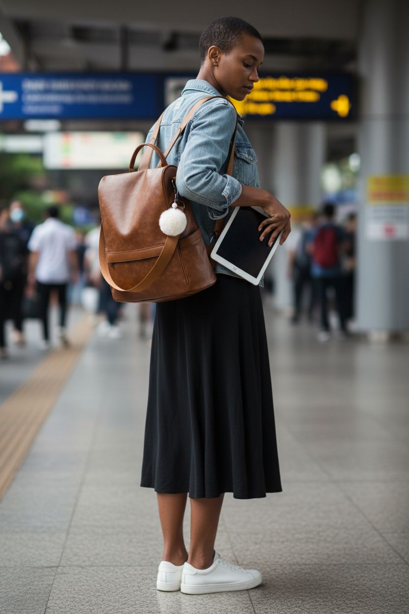 CHERUTY tan leather backpack purse with anti-theft zipper for women, perfect for casual outings.