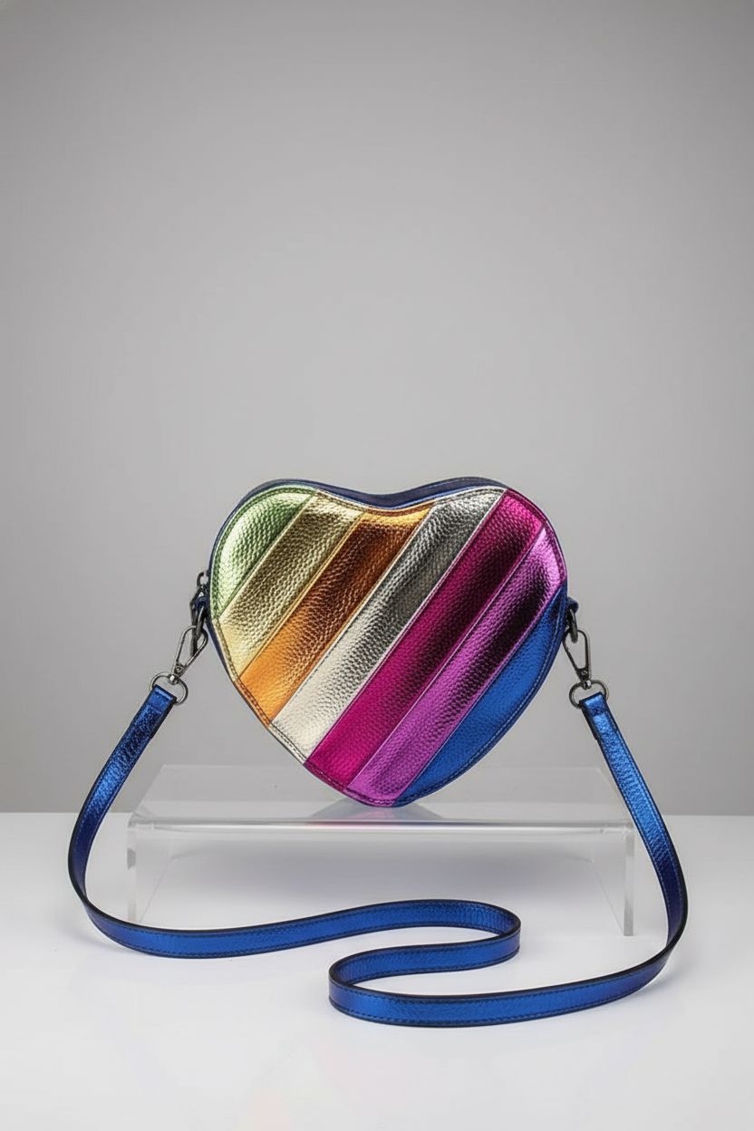 Close-up of NPJGKY heart-shaped bag showcasing its leather texture and stylish design.