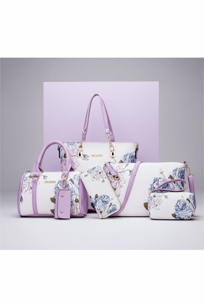 Complete 2E-youth designer purse and wallet set showcasing faux leather details