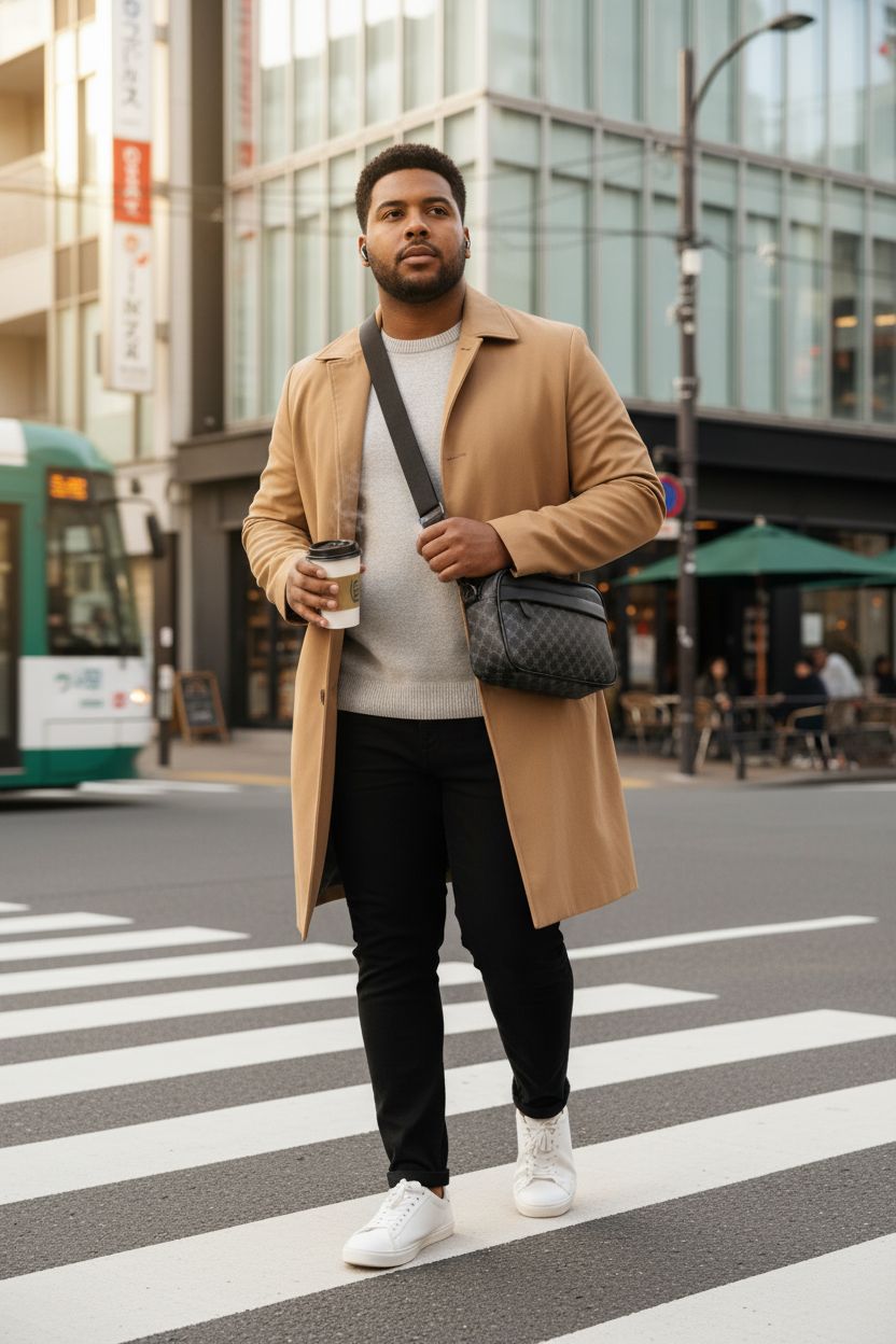 Hjkiopc Multi Pocket Cross Body Bag, stylishly worn with modern attire, ideal for city life.