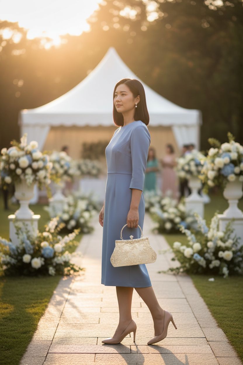 Champagne lace clutch bag by UBORSE, perfect for mothers of the bride at weddings.