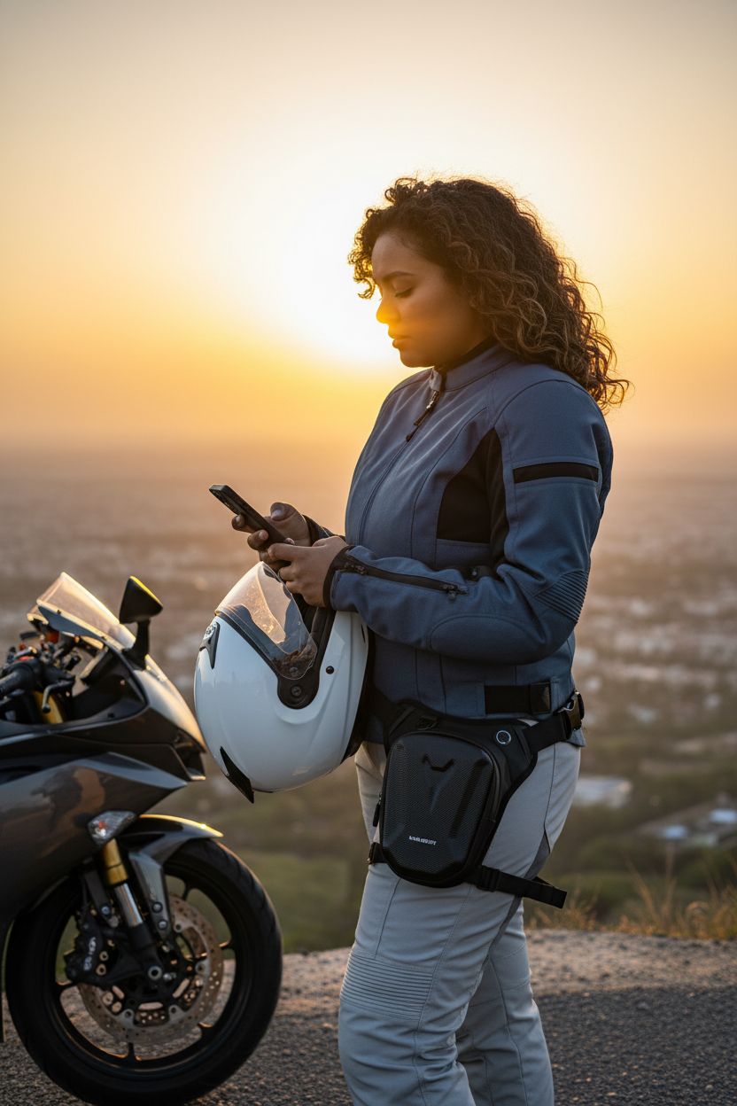 Yucenbra thigh bag displayed on bike, featuring durable material and adjustable straps for riders.
