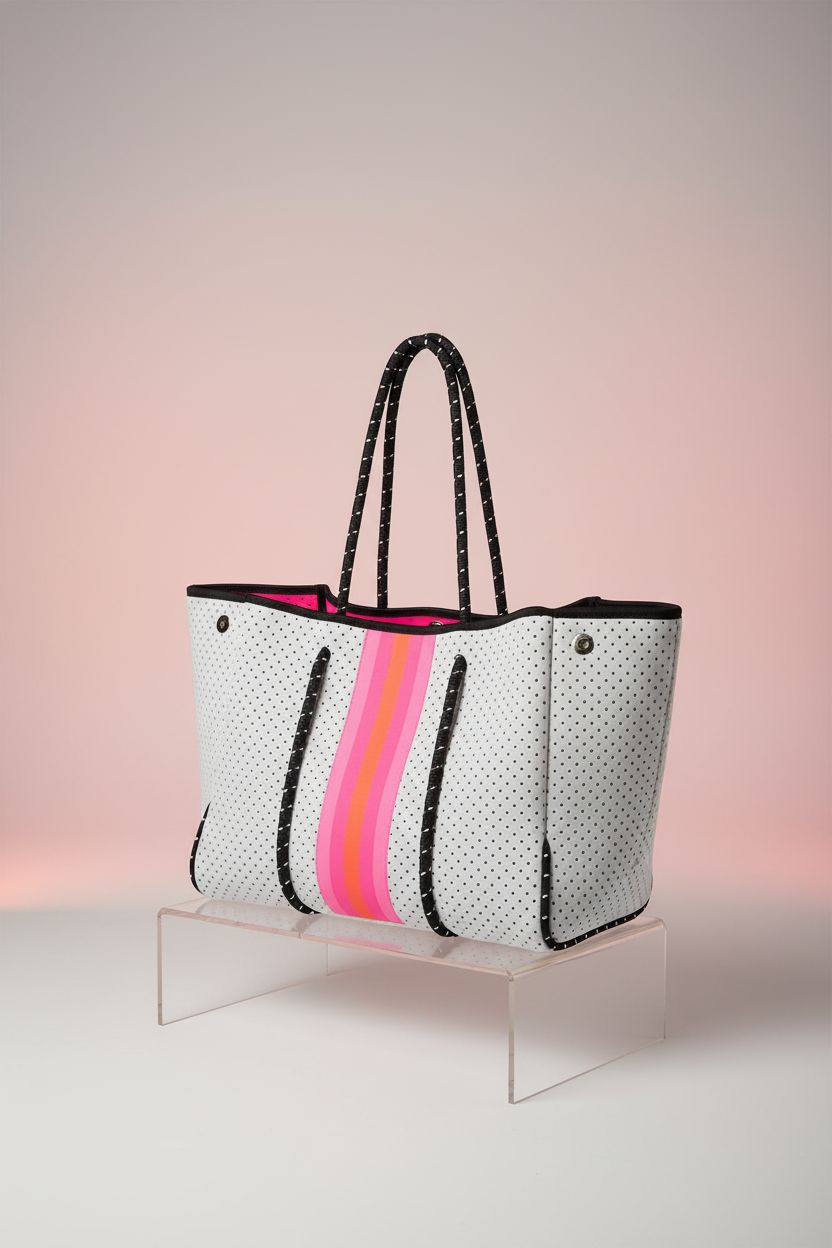 IBEE large neoprene tote bag displayed in studio with sleek design