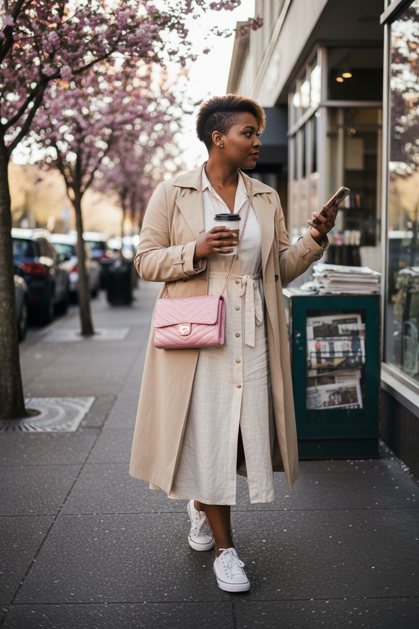 YAZEKOUS pink crossbody purse worn hands-free, ideal for casual outings and brunches.