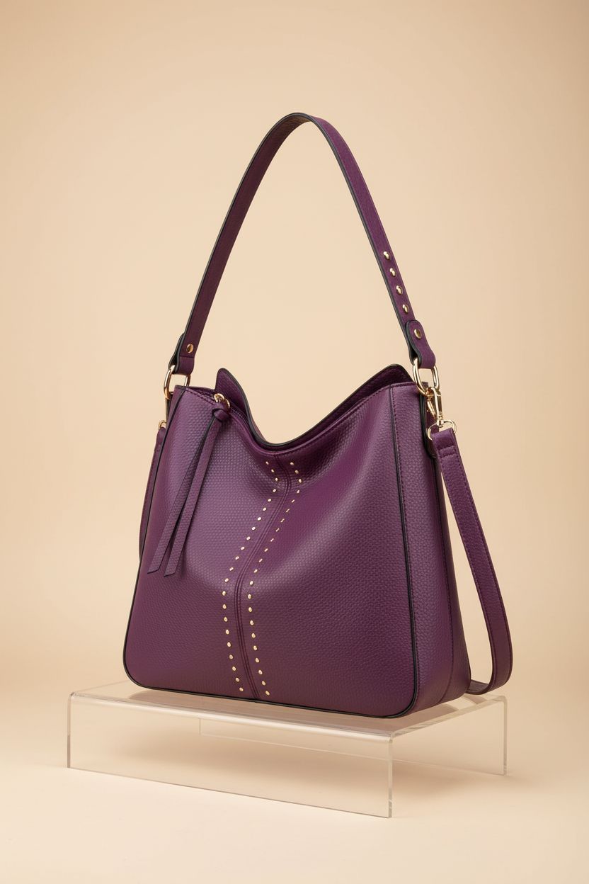 Montana West purple hobo bag with tassel and stud detailing, showcasing its elegant design