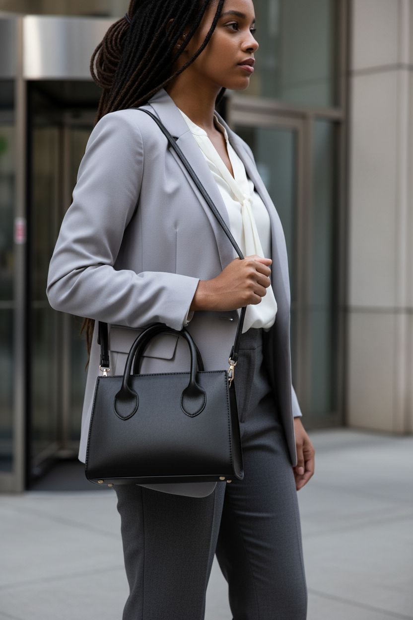 GORGLITTER women's black square handbag transitioning from crossbody to tote.