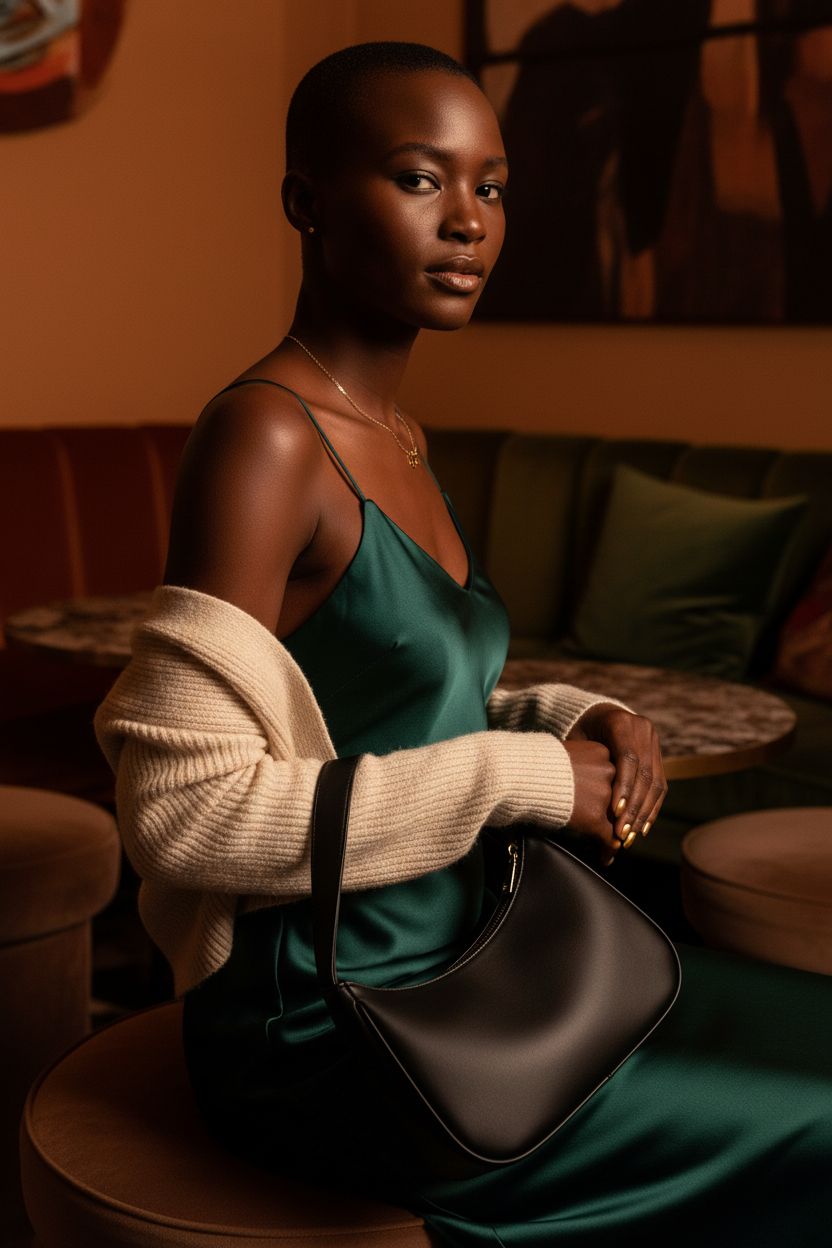 CYHTWSDJ black hobo purse in chic lounge setting, showcasing zipper closure and stylish design.