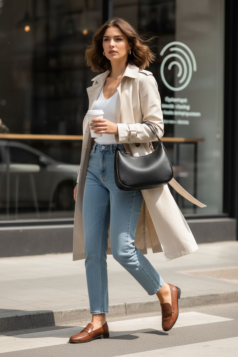 CYHTWSDJ hobo bag on sidewalk, perfectly paired with casual outfit, ideal for on-the-go style.