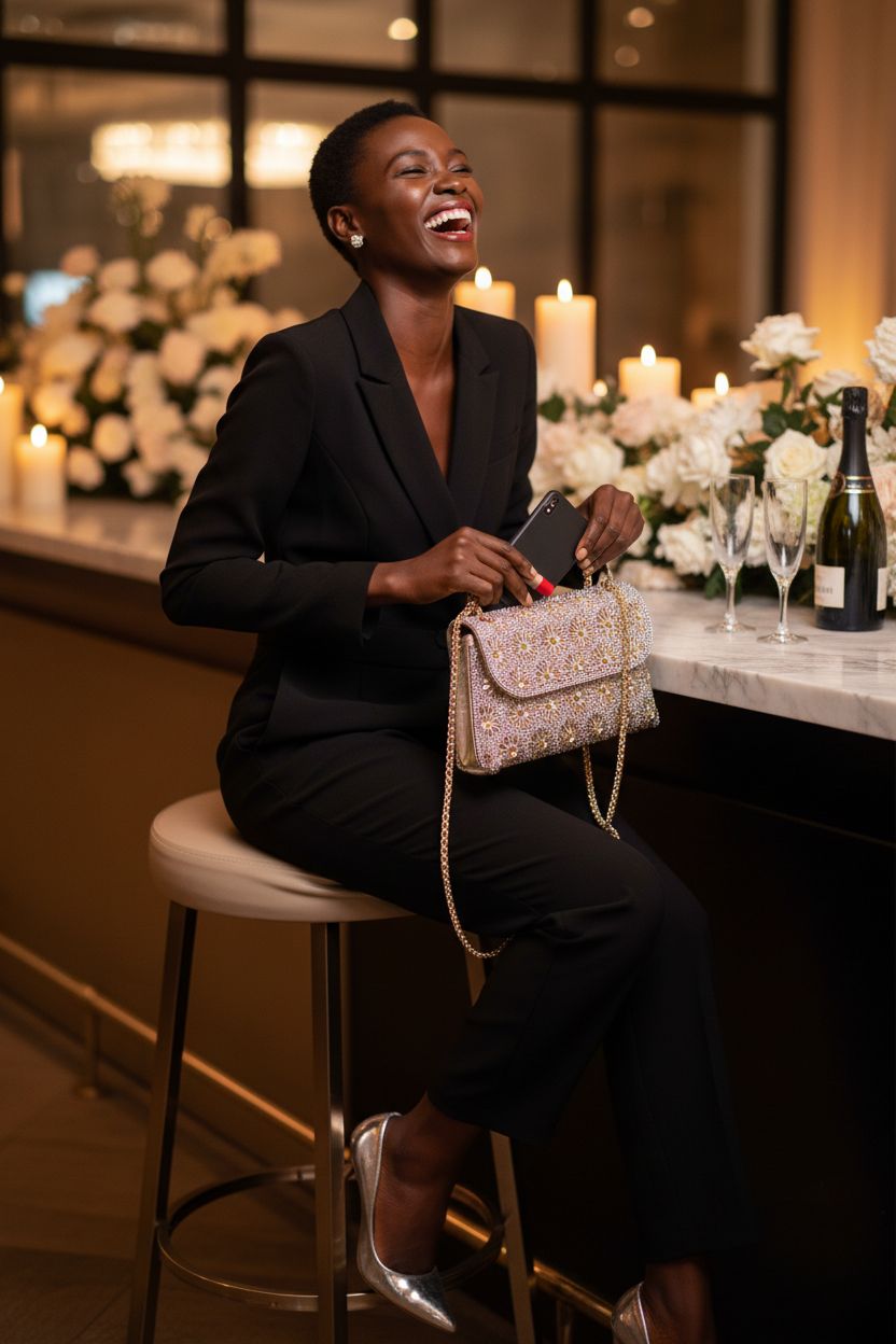 Chic BBTT.ful rhinestone purse shown with phone and lipstick for events.