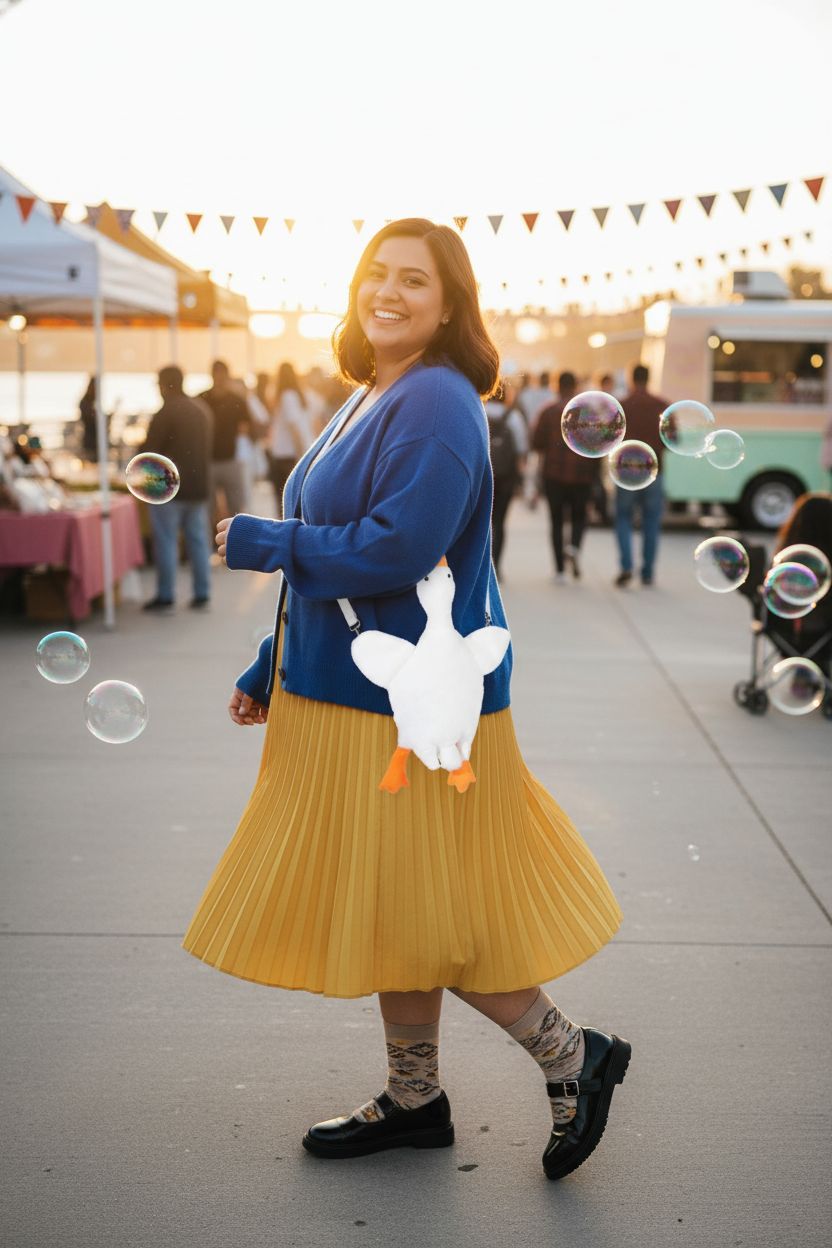 Mixweer Kawaii Goose Bag adds charm to weekend outings with its unique design and vibrant colors.