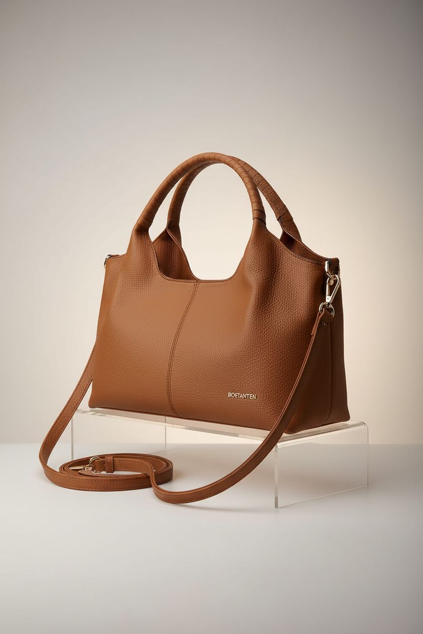 BOSTANTEN leather shoulder bag highlighting craftsmanship with gold-tone hardware.