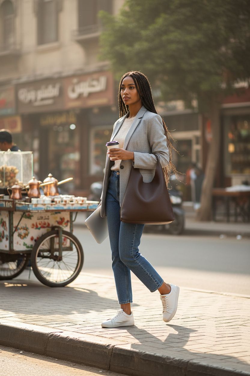 Coffee brown Hobo bag by HOXIS, soft vegan leather, stylish shoulder carry, urban setting