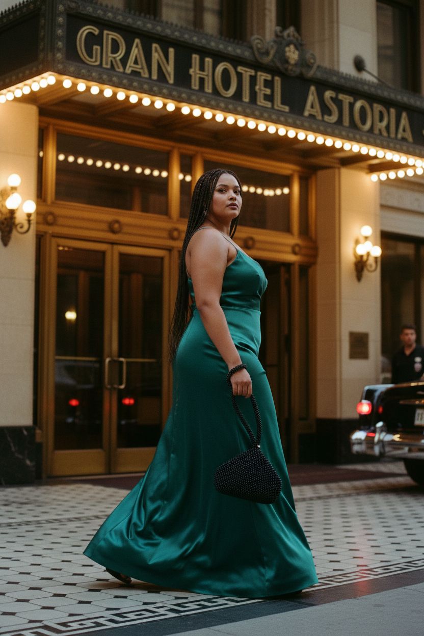 BABEYOND black beaded clutch captured in chic art-deco hotel, ideal for glamorous occasions.