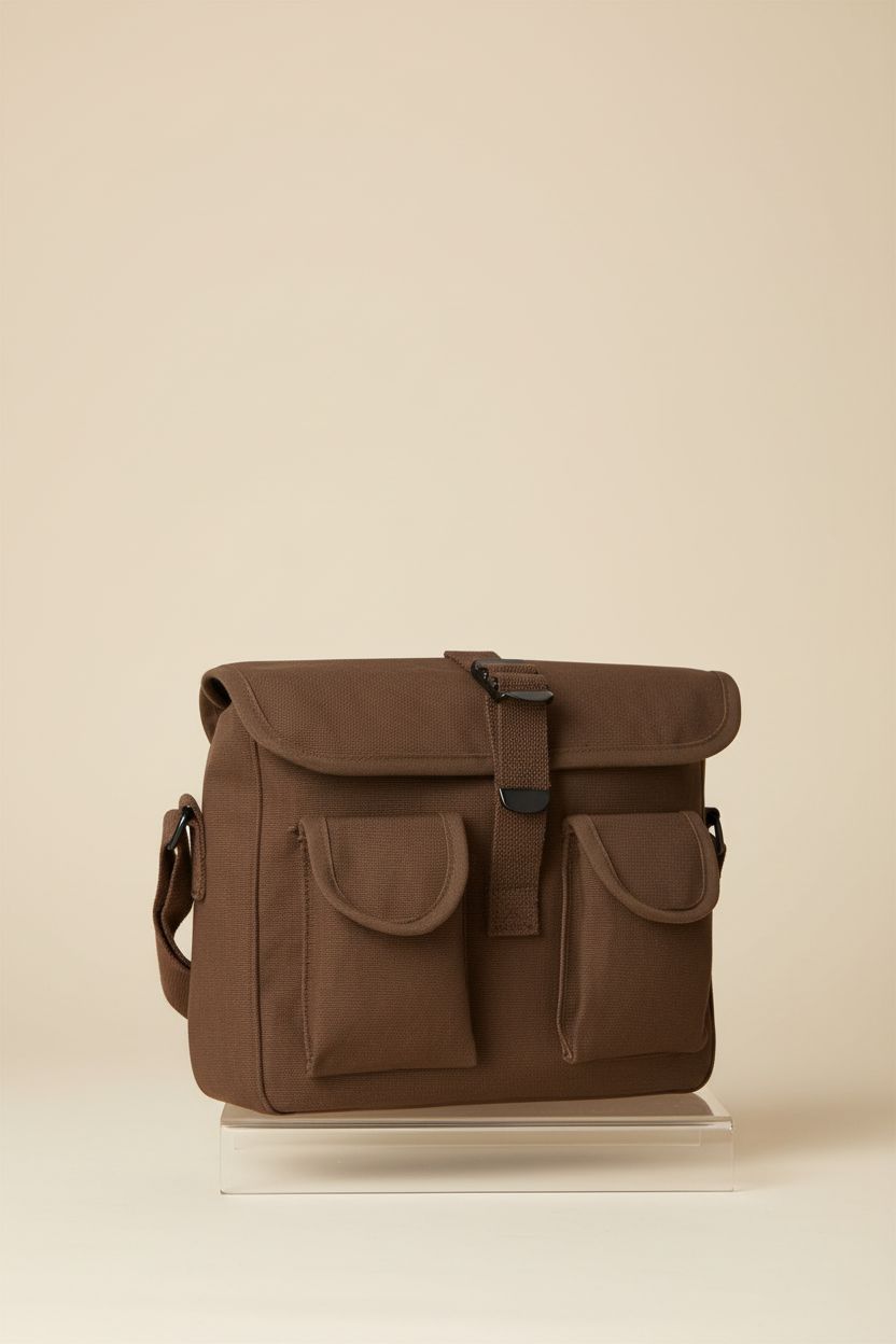 Close-up of Rothco Canvas Ammo Shoulder Bag on a clean backdrop, emphasizing its quality materials and design