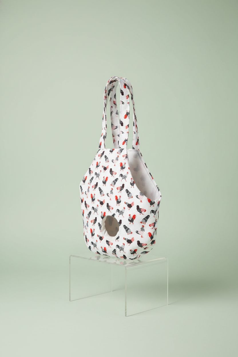 Lnngub chicken purse displayed on a studio set, emphasizing waterproof canvas and features