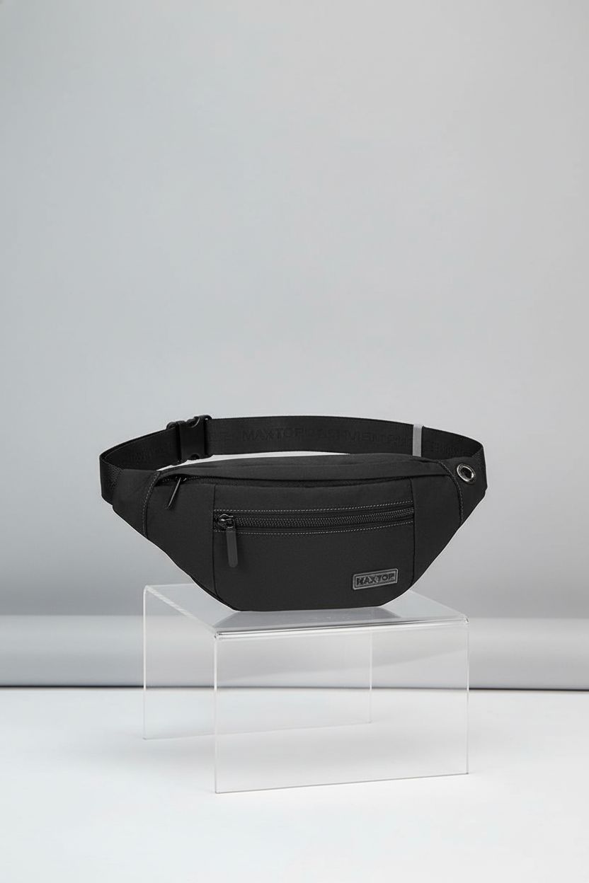 MAXTOP Large Crossbody Fanny Pack displayed in a studio, emphasizing its craftsmanship and adjustable strap