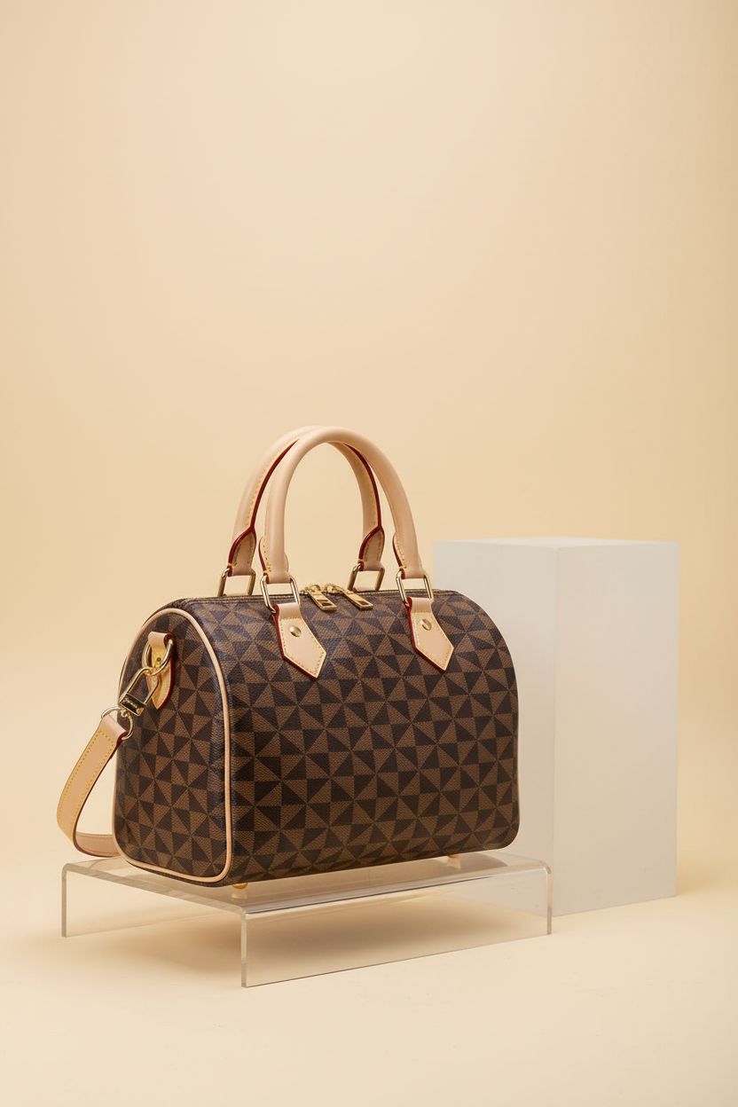 Lacel Urwebin designer handbag in apricot, highlighting its sophisticated design and quality materials.