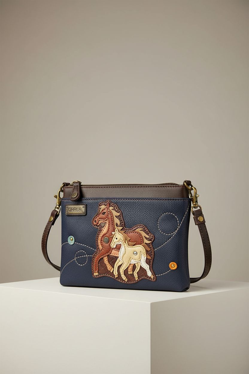 CHALA Mini Crossbody equestrian purse on minimal backdrop, highlighting craftsmanship and design