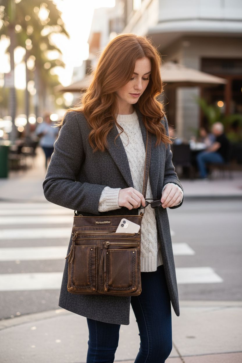 Montana West crossbody bag in easy-access front pocket, perfect for daily use.