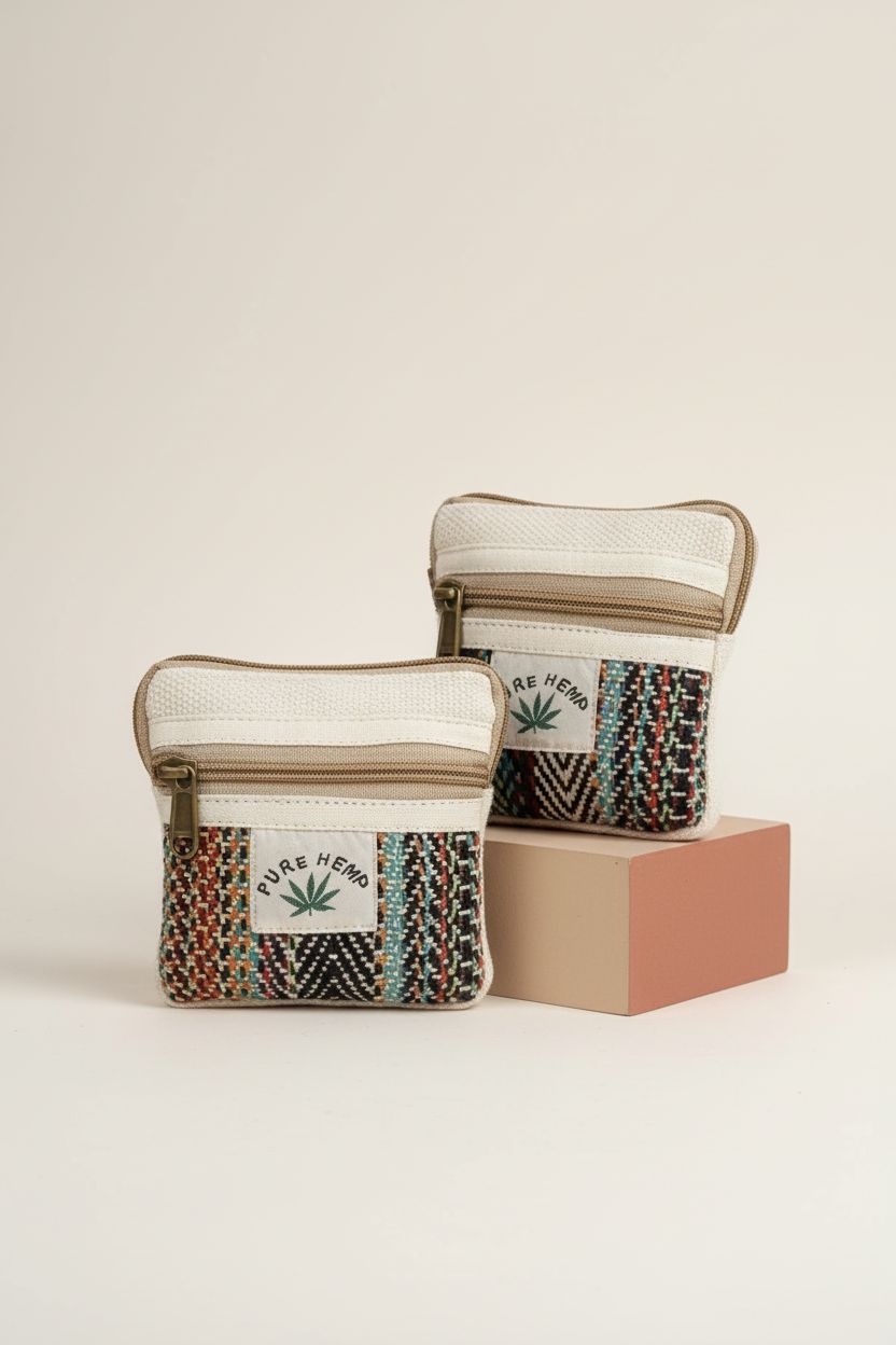 LONGING TO BUY hemp zip pouches beautifully displayed, showcasing quality craftsmanship and eco-friendly materials.