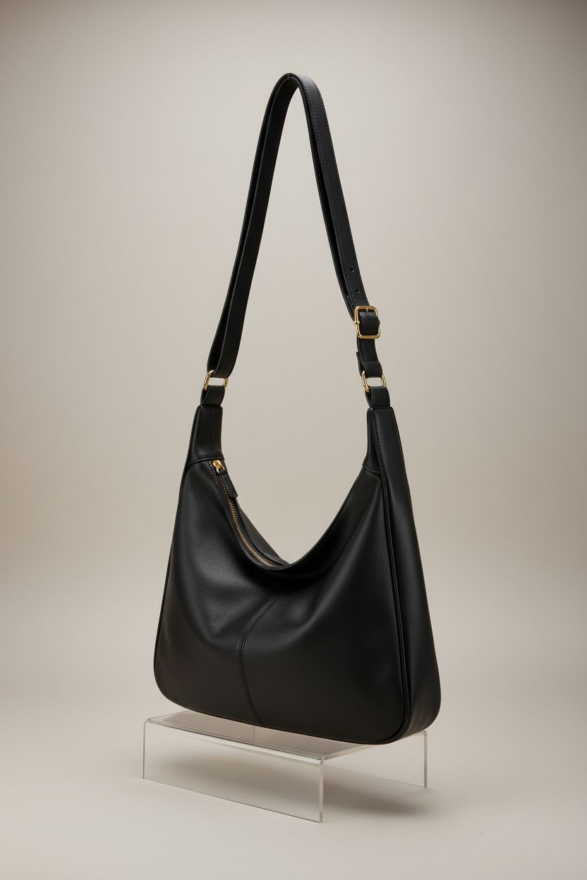 Close-up of Aodotx hobo bag highlighting its quality vegan leather and zipper design.