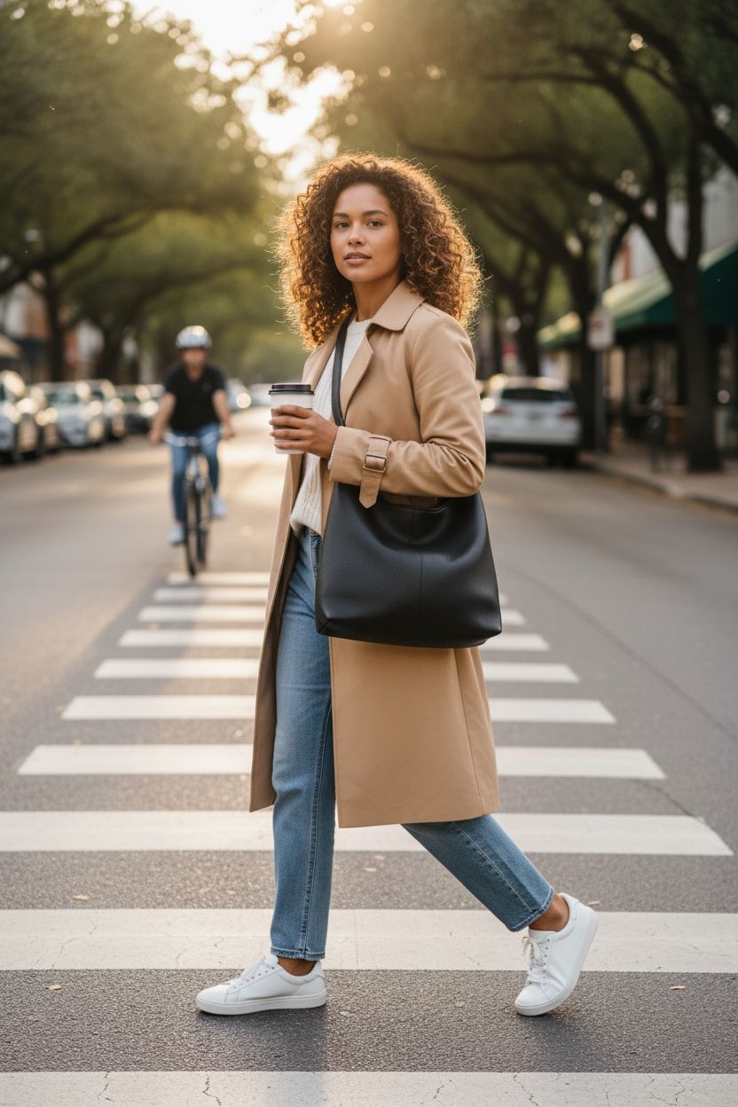 Black slouchy hobo bag by CUNGGI, perfect for a morning commute with coffee in hand.