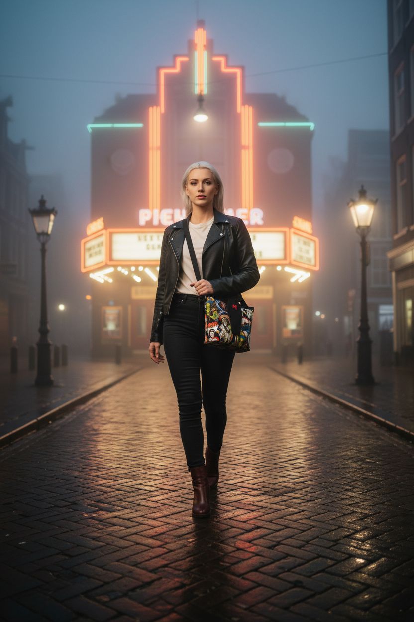 La Luna Blu horror purse with coffin flap showcased in a foggy vintage setting