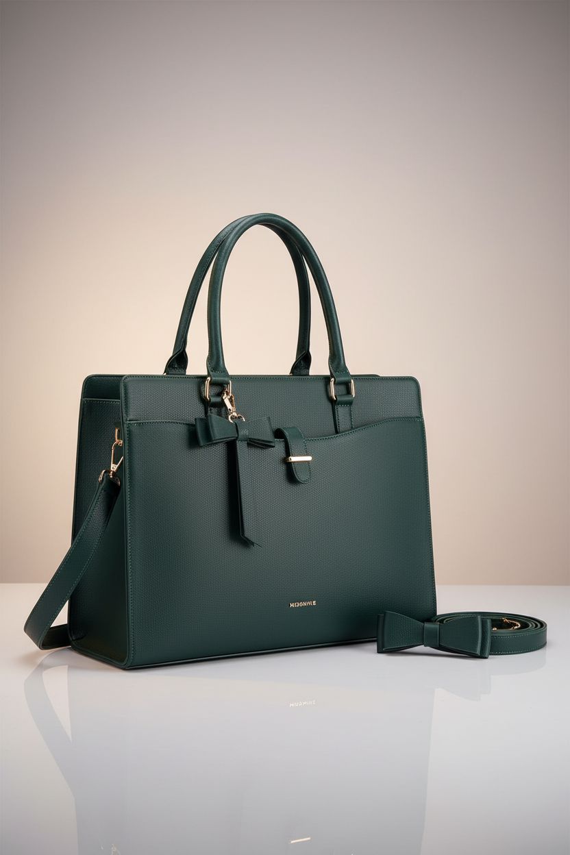 Missnine professional laptop tote in PU leather, showcasing premium design and accessories.