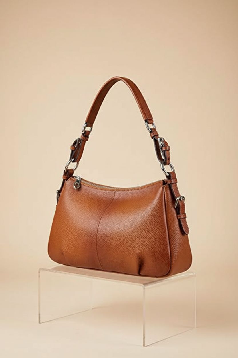 S-ZONE Womens Hobo Leather Handbag in a clean studio setting