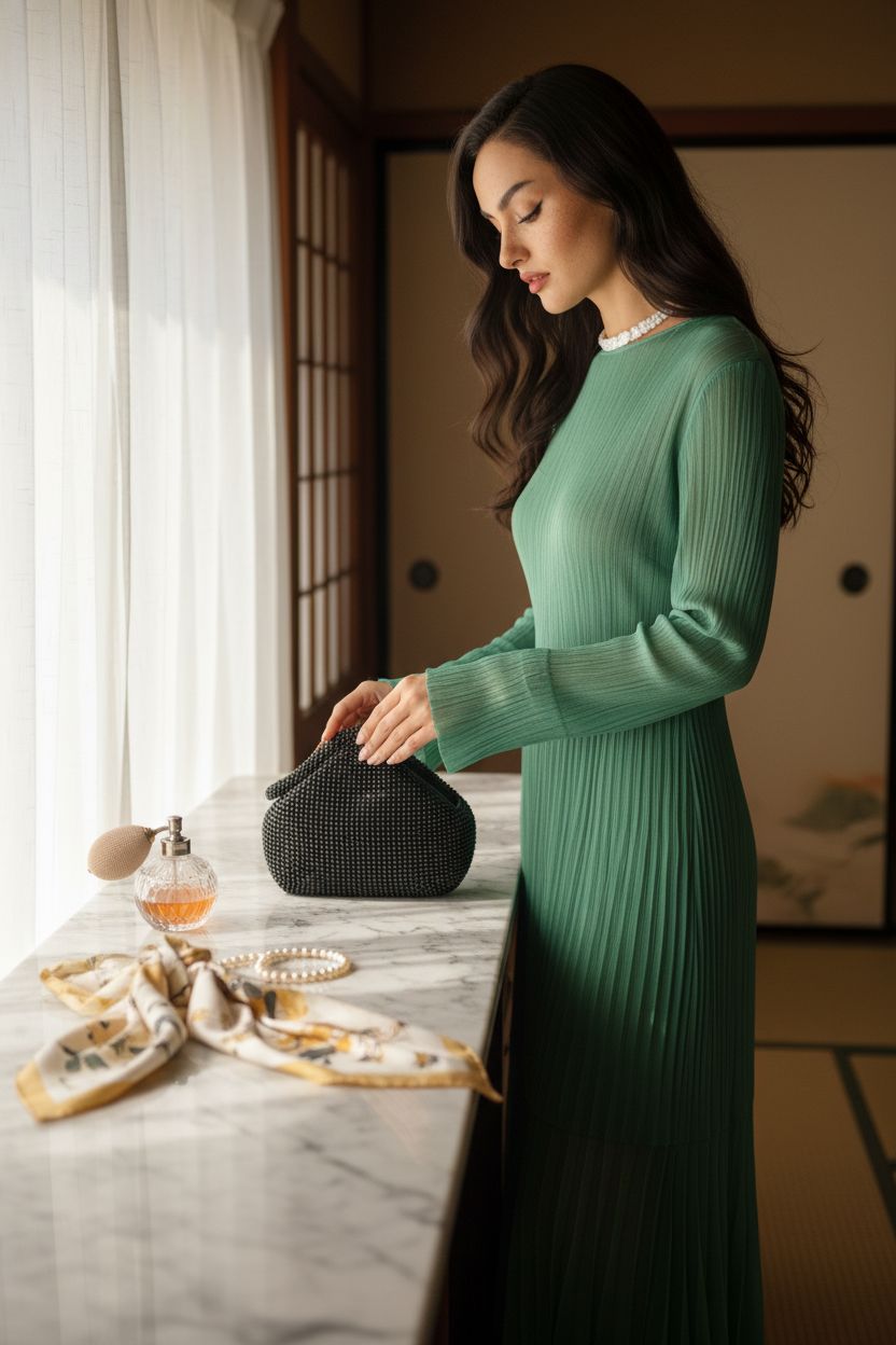 Vintage-inspired BABEYOND black beaded clutch on marble vanity, exuding elegance and charm.