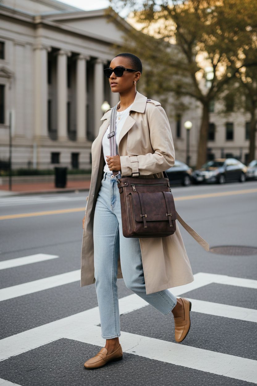 Roulens multi-pocket crossbody bag worn at hip height, perfect for hands-free outings