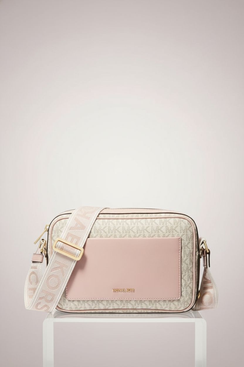 Close-up of Michael Kors Maeve crossbody bag showcasing its luxurious materials and gold hardware.