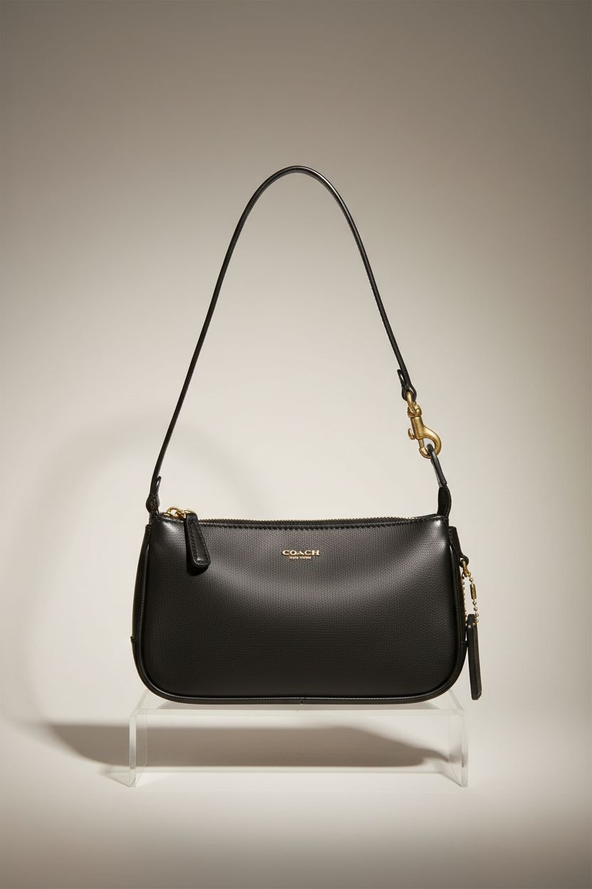 Product shot of Coach Natural Grain Leather Plaza Bag 18 showcasing its premium details.