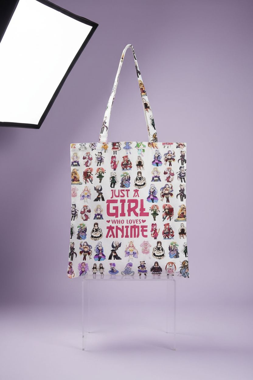 Product shot of Wenboco anime tote bag showcasing vibrant print and quality.